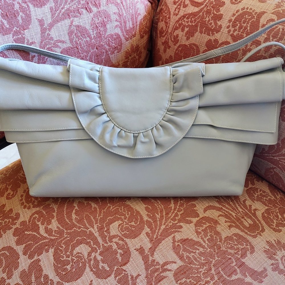 Vintage Susan Gail grey leather clutch with strap options. Excellent condition. - Picture 5 of 14